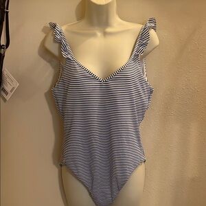 Polo by Ralph Lauren Navy and White Striped One-Piece Swimsuit